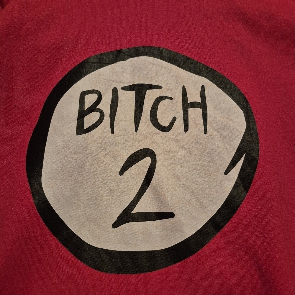 Gildan Dryblend women's XL Red hoodie, has a tiny hole pictured on the left - Picture 3 of 5